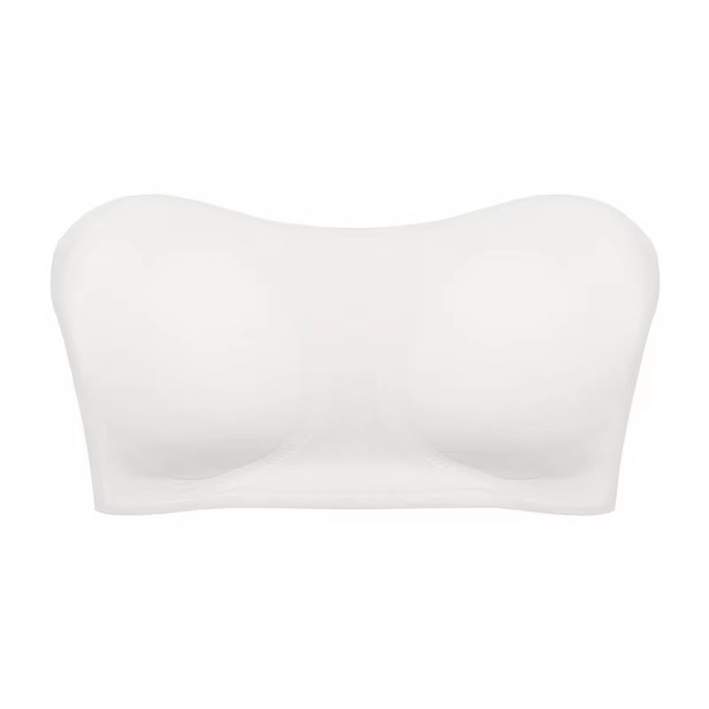 Women'S Sexy Strapless Push up Bra Removable Padded Seamless Ice Silk Top Women Invisible Beauty Back Anti-Slip Off-Shoulder Bra
