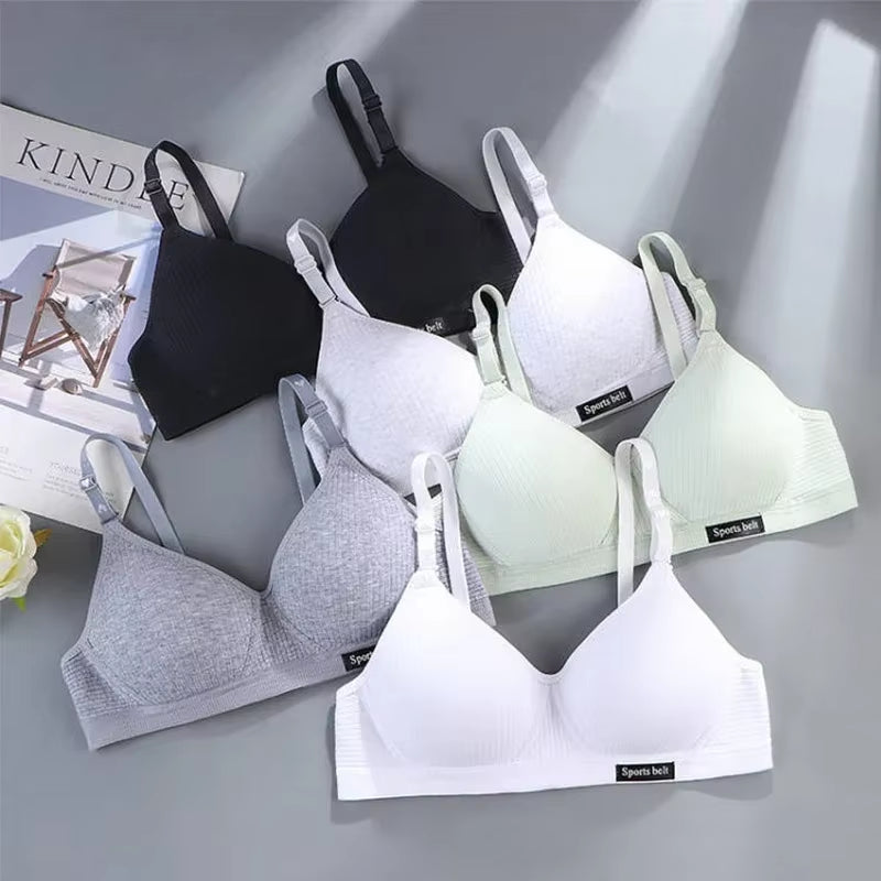 Cotton Women'S AB Cup Bra Underwear Wireless Gathering Comfortable V-Bra Women'S Upward Push Underwear