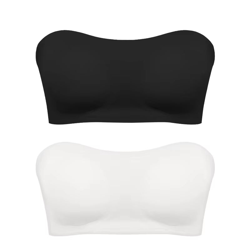 Women'S Sexy Strapless Push up Bra Removable Padded Seamless Ice Silk Top Women Invisible Beauty Back Anti-Slip Off-Shoulder Bra