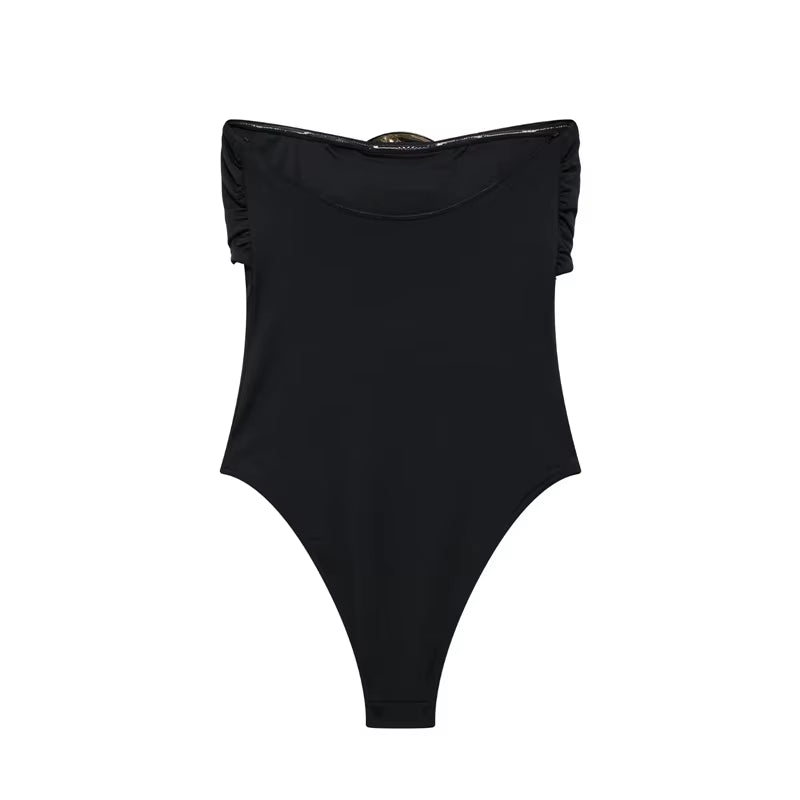 off Shoulder Black Woman Body Sleeveless Tight Bodysuit Lingerie Sexy Backless Bodysuit Women Summer One Pieces Swimsuit
