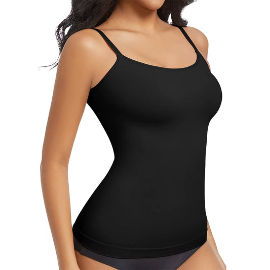 Women Shapewear Top Tummy Control Body Shaper Scoop Neck Compressions Cami Vest Mit Straps Shaping Camisole Shirt Slim Vest