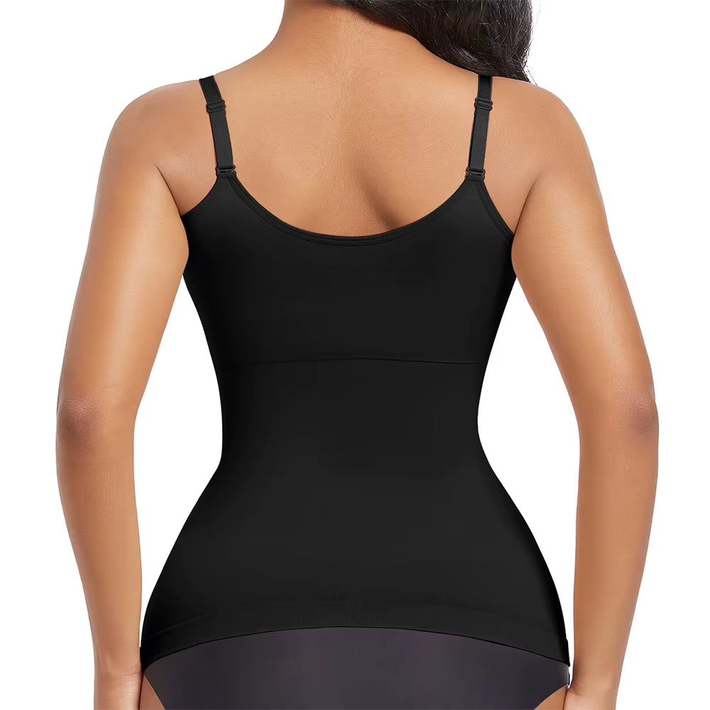 Women Shapewear Top Tummy Control Body Shaper Scoop Neck Compressions Cami Vest Mit Straps Shaping Camisole Shirt Slim Vest